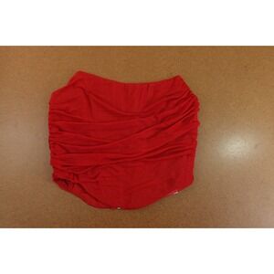 Moalluom Womens Size Small Red Ruched Zip Back Strapless Cropped Top NWT